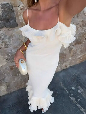 Zara Summer Pearl Bow Backless Bodycon Dress Mini Dress